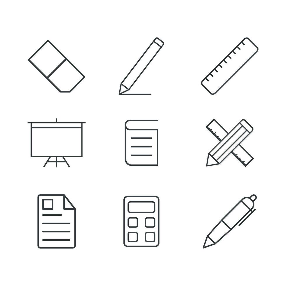 schrijfbehoeften icoon reeks vector ontwerp Sjablonen gemakkelijk en modern concept