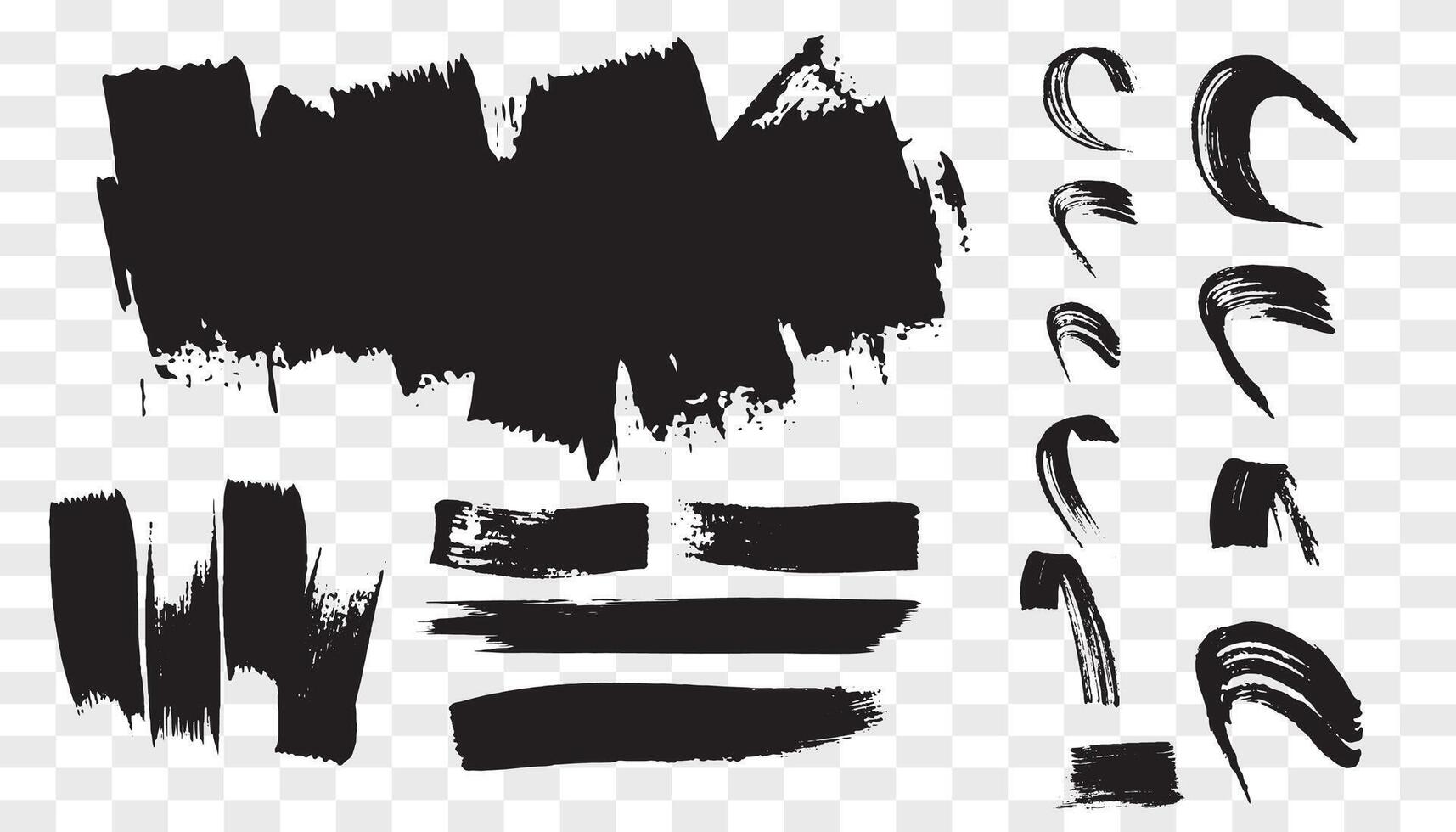 collectie zwart vuil ontwerpelement. grunge penseelstreek, verf artistieke set. grunge textuur collectie vector