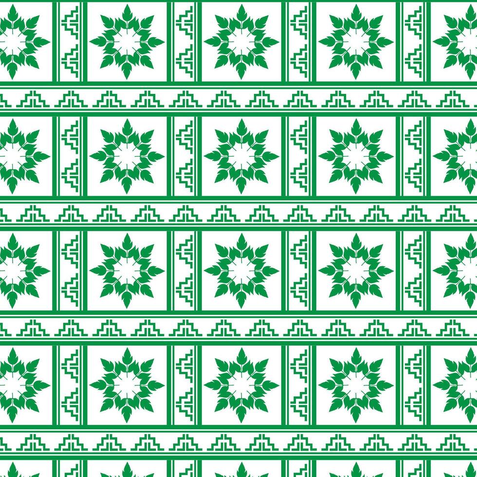 tribal traditioneel kleding stof batik etnisch van ikat bloemen naadloos patroon van groen bladeren voorjaar bloesem vector ontwerp Aan een wit achtergrond