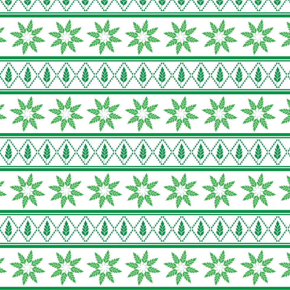 tribal traditioneel kleding stof batik etnisch van ikat bloemen naadloos patroon van groen bladeren voorjaar bloesem vector ontwerp Aan een wit achtergrond