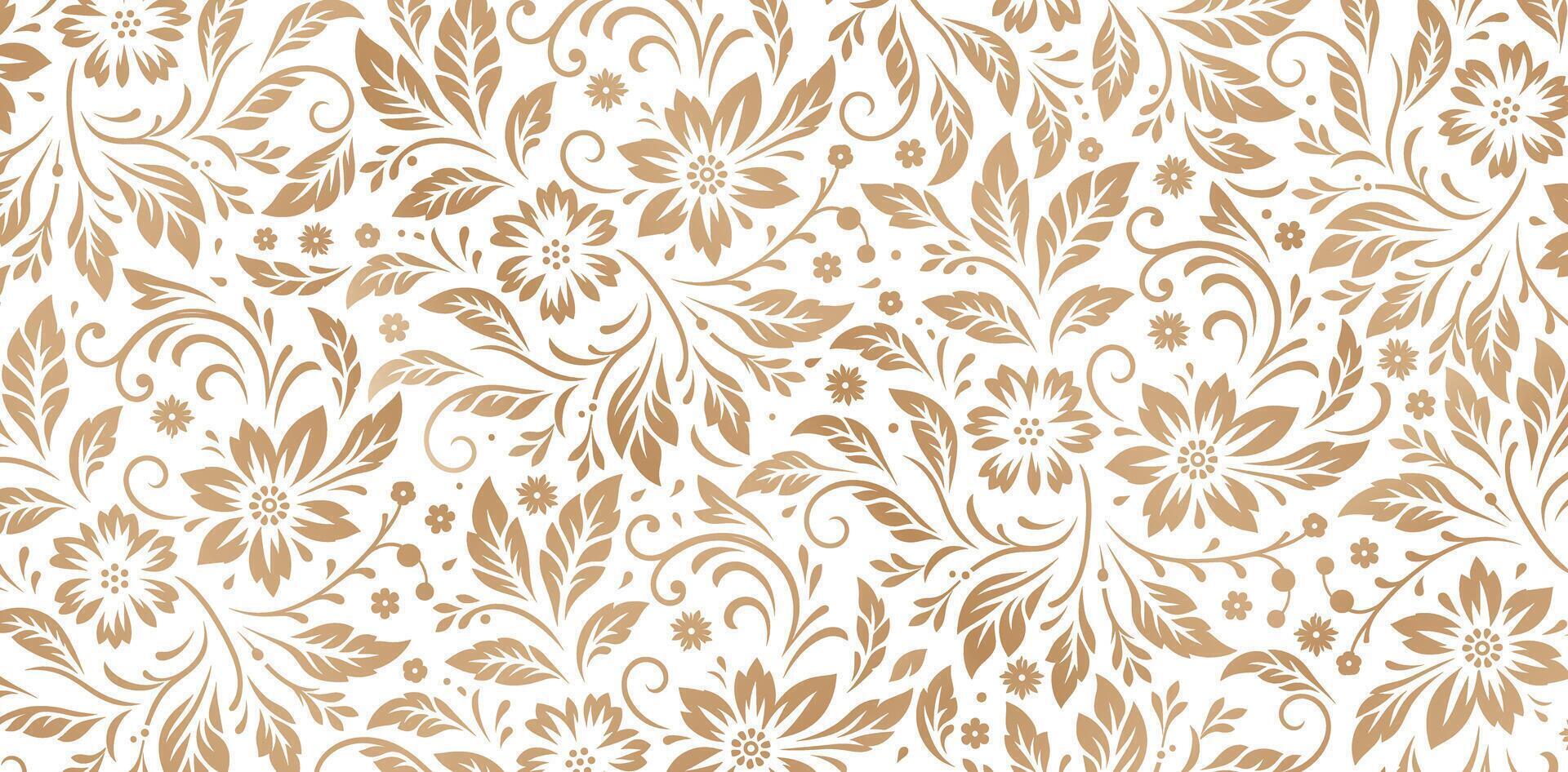 patroon met bloemen ornamenten gouden kleuren geïsoleerd wit achtergronden voor textiel muur papieren, boeken omslag, digitaal interfaces, prints Sjablonen materiaal kaarten uitnodiging, omhulsel papieren vector