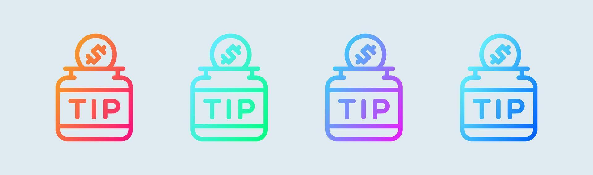 tip pot lijn icoon in helling kleuren. munt tekens vector illustratie.