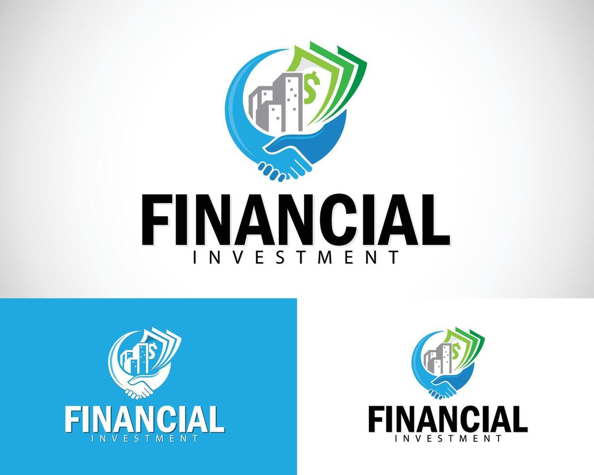 wereld financieel logo creatief investeren geld wereldbol ontwerp concept bedrijf groei markt vector