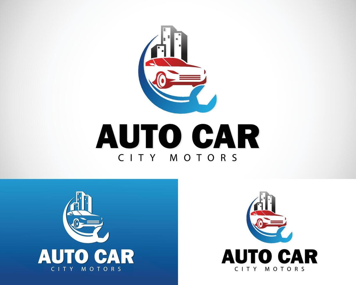 onderhoud auto logo creatief wijziging stad auto ontwerp concept handelaar winkel vector