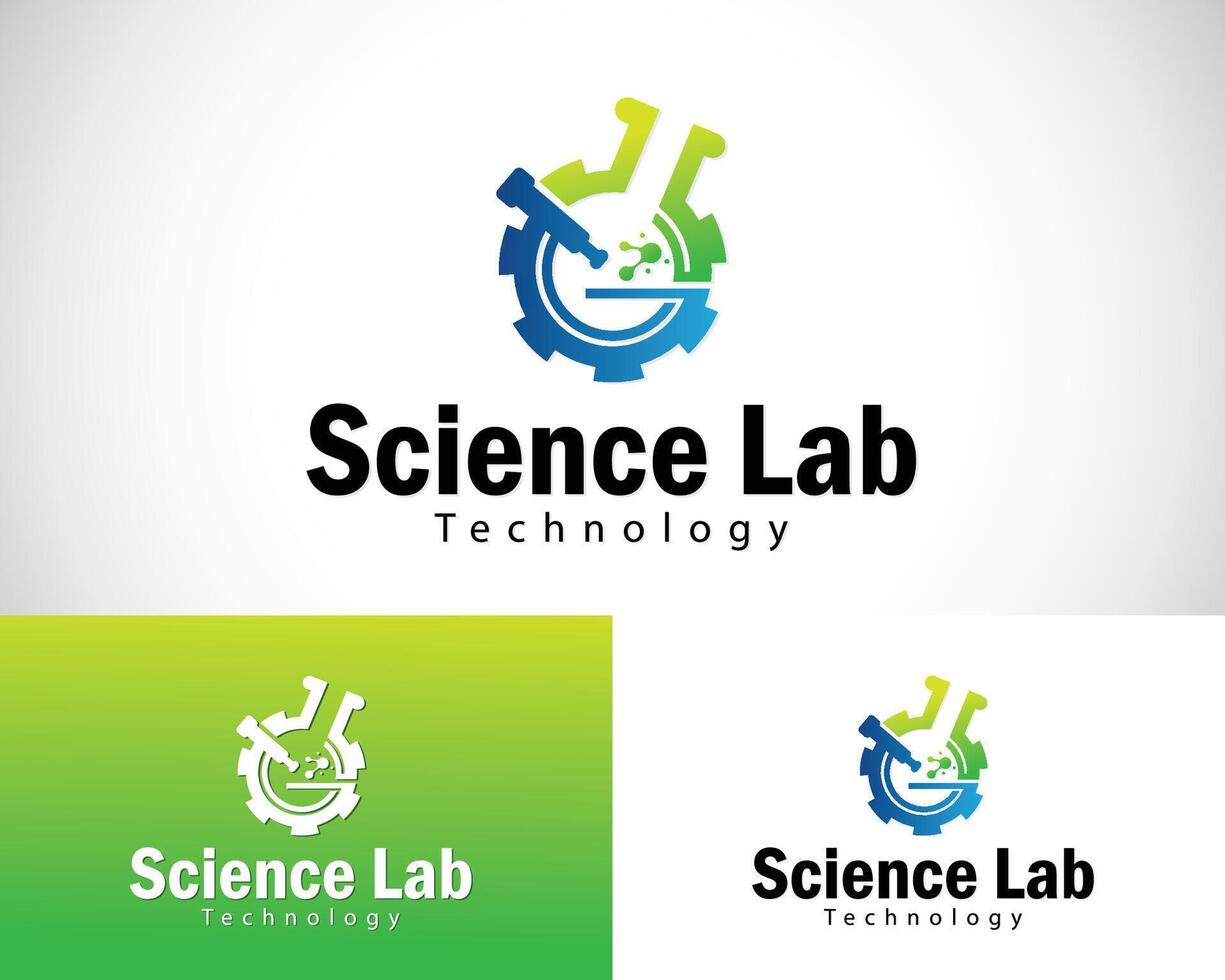 wetenschap laboratorium logo creatief uitrusting molecuul biologie technologie ontwerp concept vector