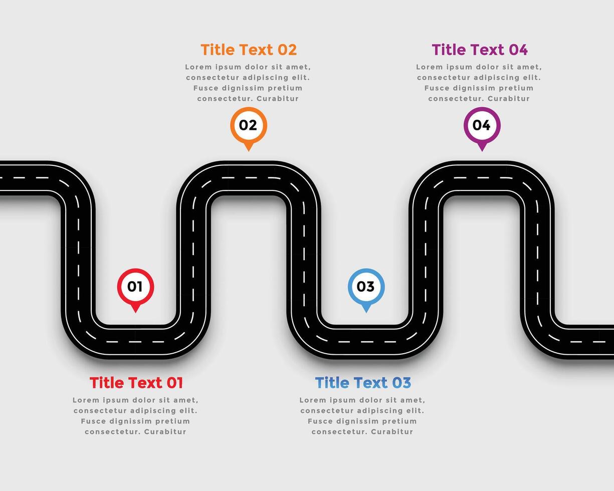 kronkelend weg traject infographic sjabloon ontwerp vector