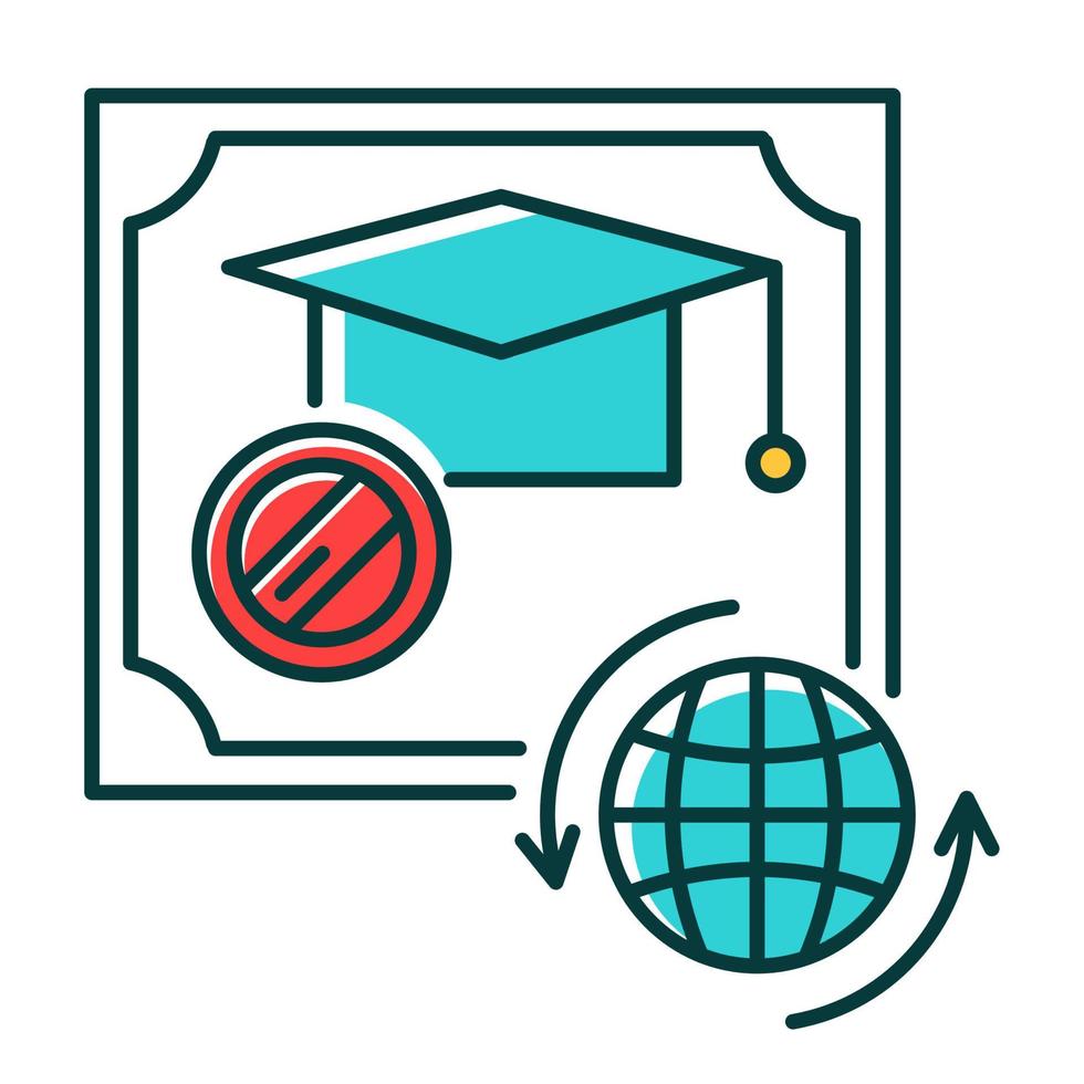 diploma rgb-kleurpictogram. internationaal geaccepteerd schoolcertificaat. afstudeerbevestiging. academisch document. kwalificatie. rang. opleiding. attest. geïsoleerde vectorillustratie vector