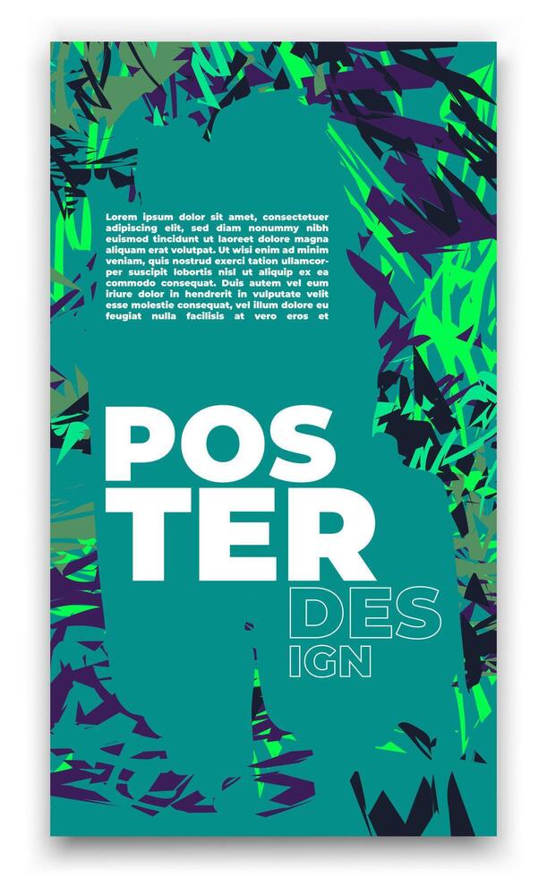 een poster met een groen achtergrond en een blauw achtergrond met een groen en zwart ontwerp vector