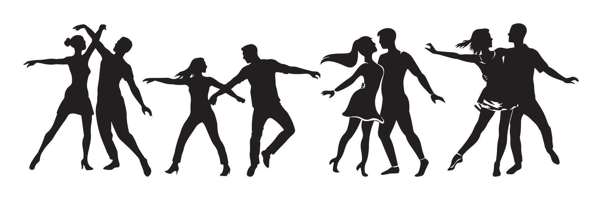ai gegenereerd silhouetten van dansen stel, dansen Mens en vrouw, paar dans silhouet reeks vector