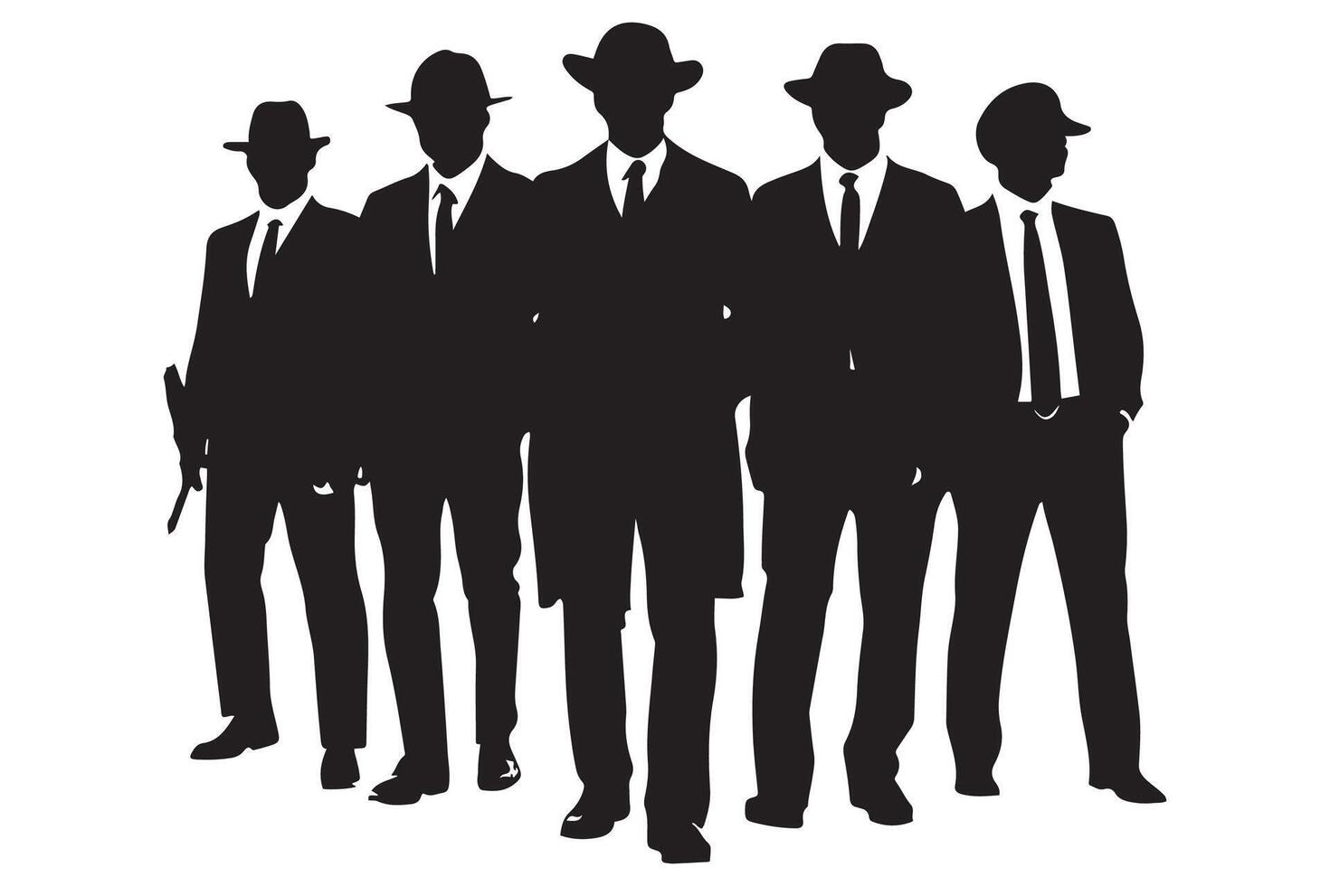 ai gegenereerd maffia silhouet vector, detective silhouet vector geïsoleerd Aan wit achtergrond