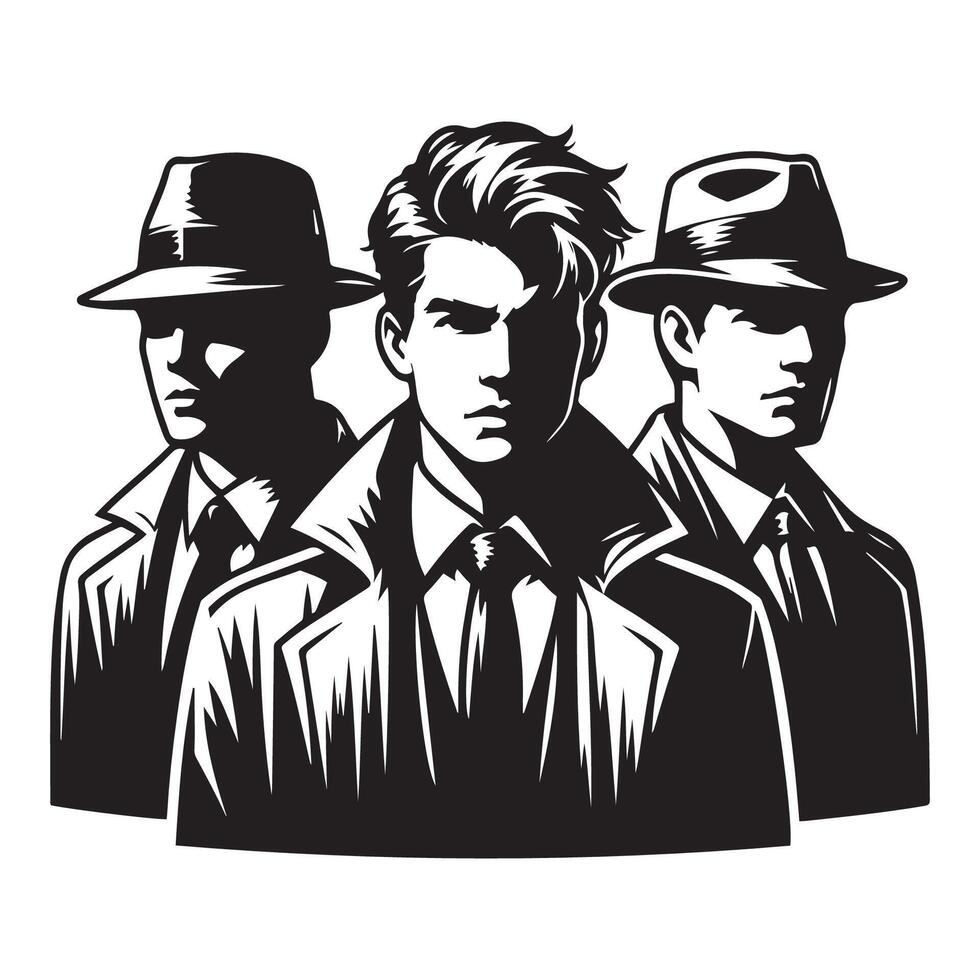 ai gegenereerd maffia silhouet vector, detective silhouet vector geïsoleerd Aan wit achtergrond