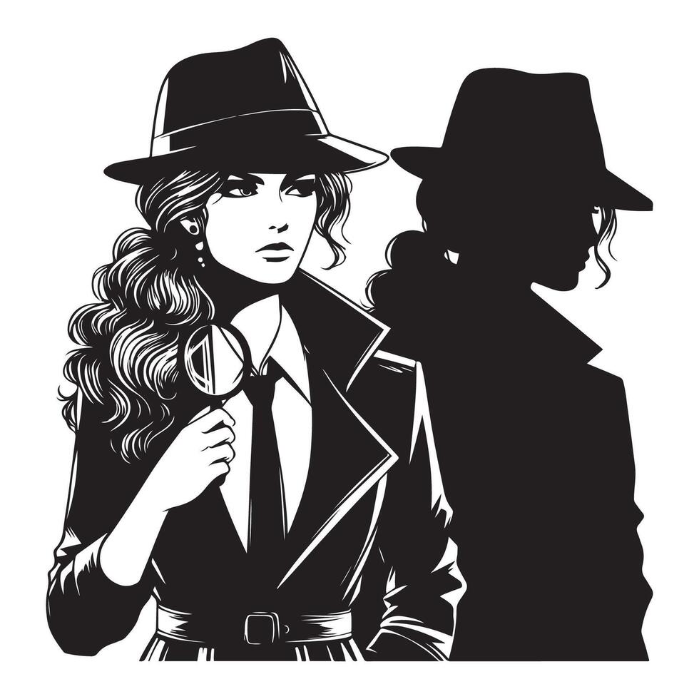 ai gegenereerd maffia silhouet vector, detective silhouet vector geïsoleerd Aan wit achtergrond