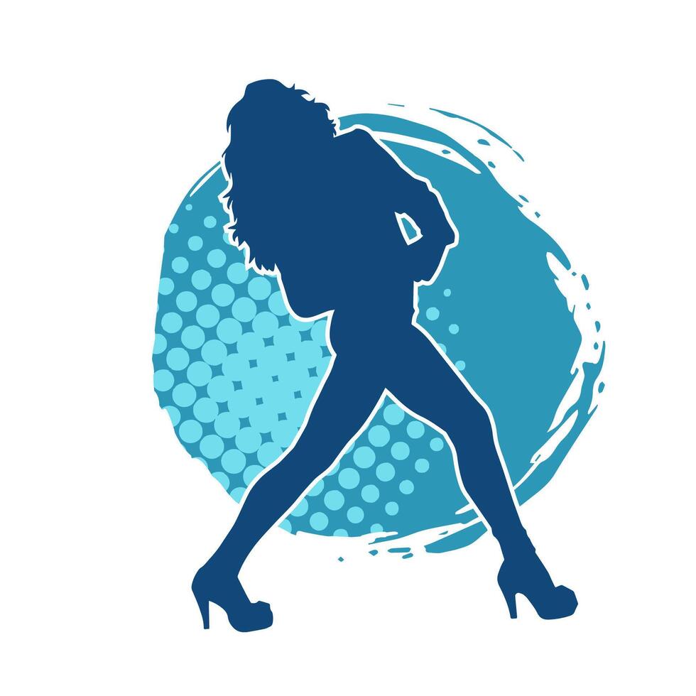 silhouet van een vrouw danser in actie houding. silhouet van een vrouw dansen gelukkig. vector