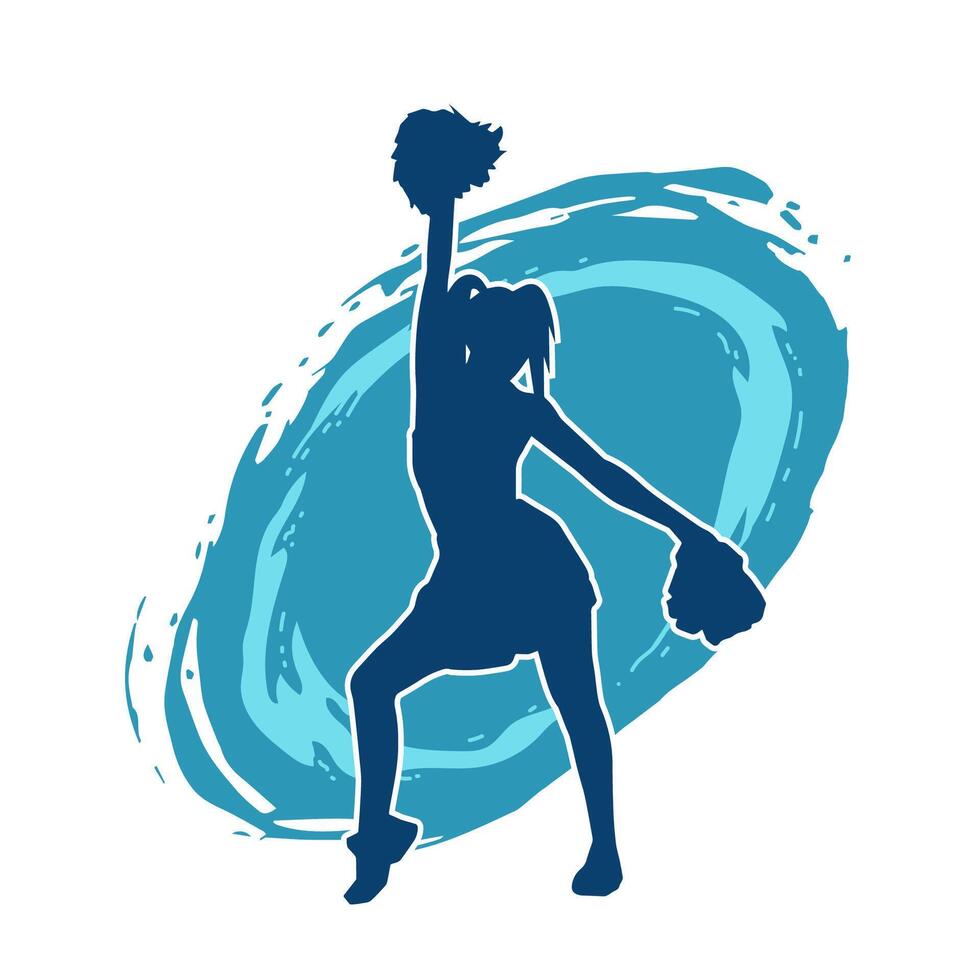 silhouet van een vrouw cheerleader draag- POM Pom terwijl dansen vector