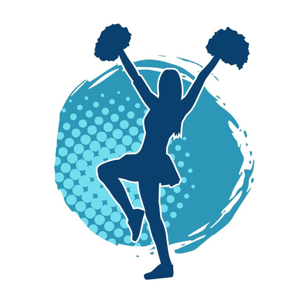 silhouet van een vrouw cheerleader draag- POM Pom terwijl dansen vector