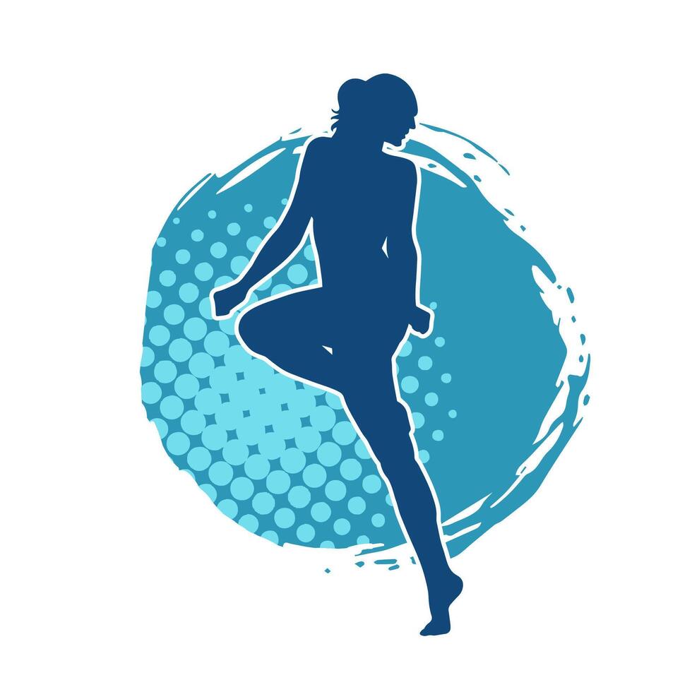 silhouet van een vrouw danser in actie houding. silhouet van een vrouw dansen gelukkig. vector