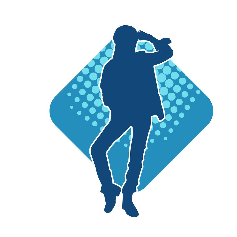 silhouet van een vrouw danser in actie houding. silhouet van een vrouw dansen gelukkig. vector