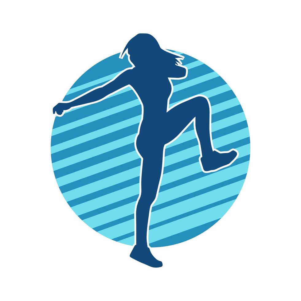 silhouet van slank vrouw aan het doen oefening. silhouet van een sportief vrouw aan het doen Sportschool training houding. vector