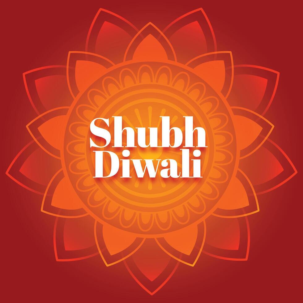 shubh diwali kaart in mandala decoratief stijl vector