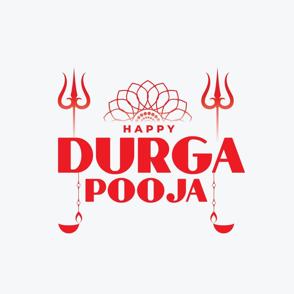 gelukkig durga puja vlak decoratief groet kaart vector