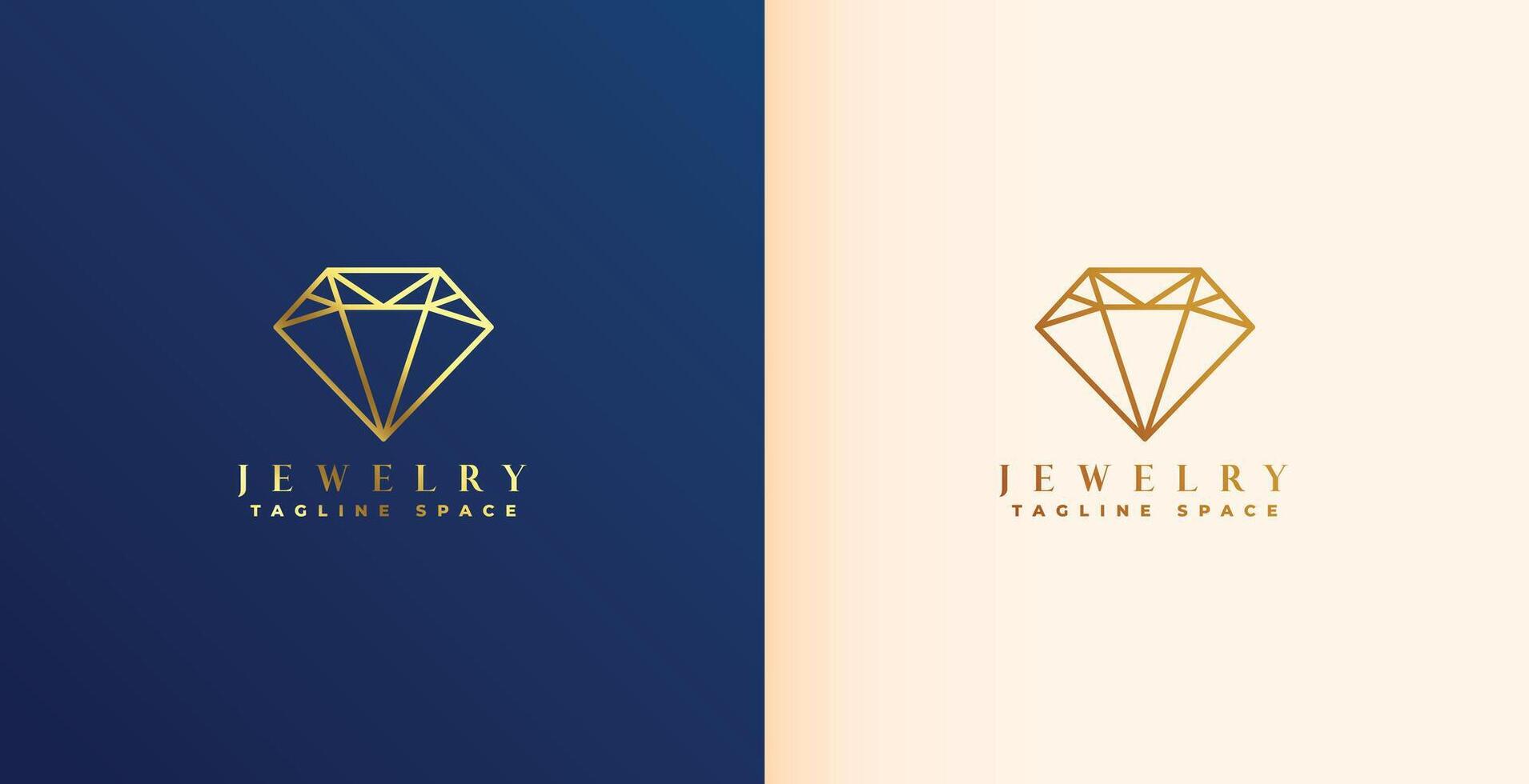 luxe sieraden logo sjabloon met diamant icoon in lijn stijl vector