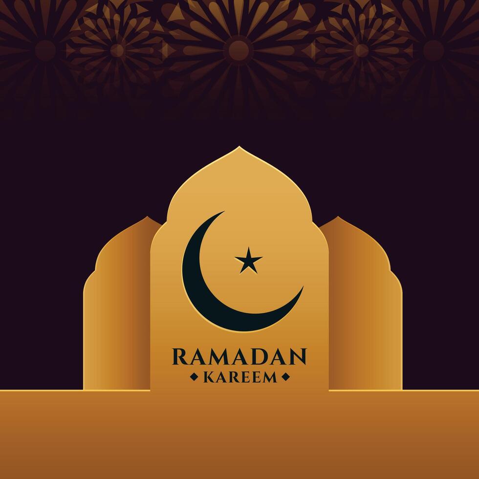 Islamitisch Ramadan kareem groet kaart in gouden stijl achtergrond vector