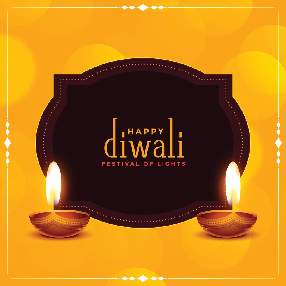 gelukkig diwali Indisch festival geel kaart ontwerp vector