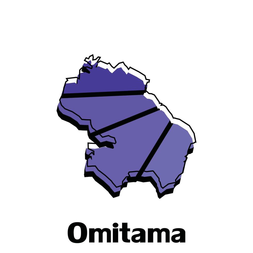 kaart van omitama stad - Japan kaart en infographic van provincies, politiek kaarten van Japan, regio van Japan voor uw bedrijf vector