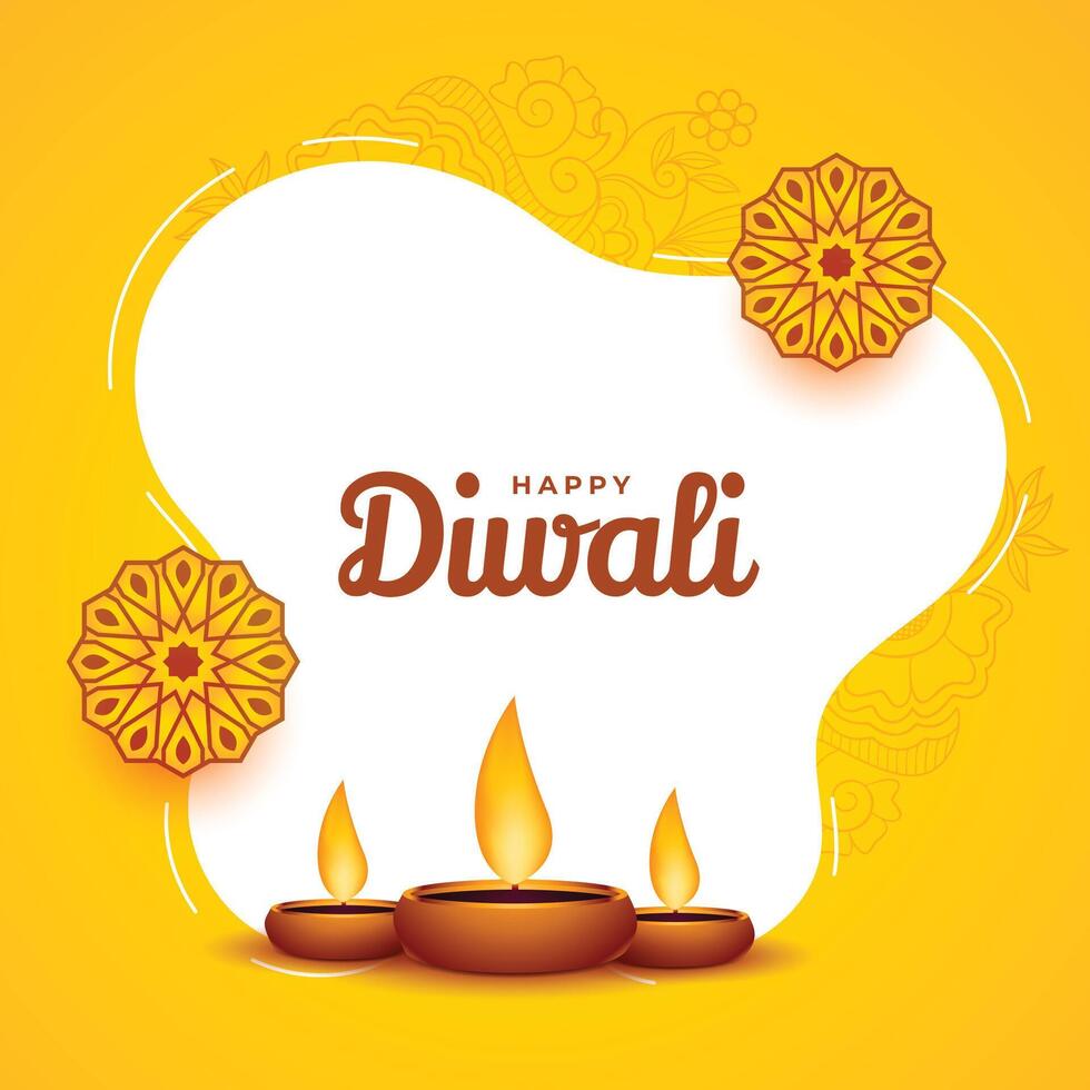 mooi geel gelukkig diwali banier decoratief ontwerp vector