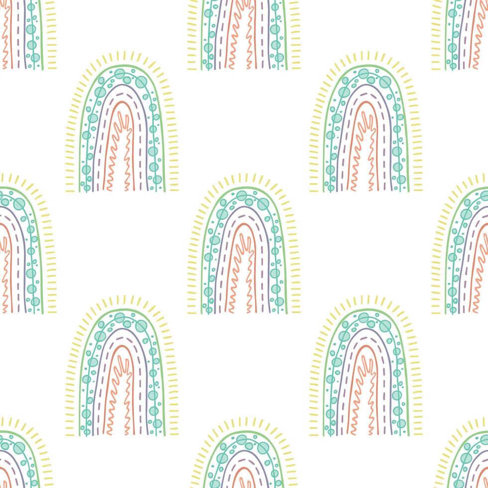naadloos patroon met regenboog tekening voor decoratief afdrukken, omhulsel papier, groet kaarten, behang en kleding stof vector