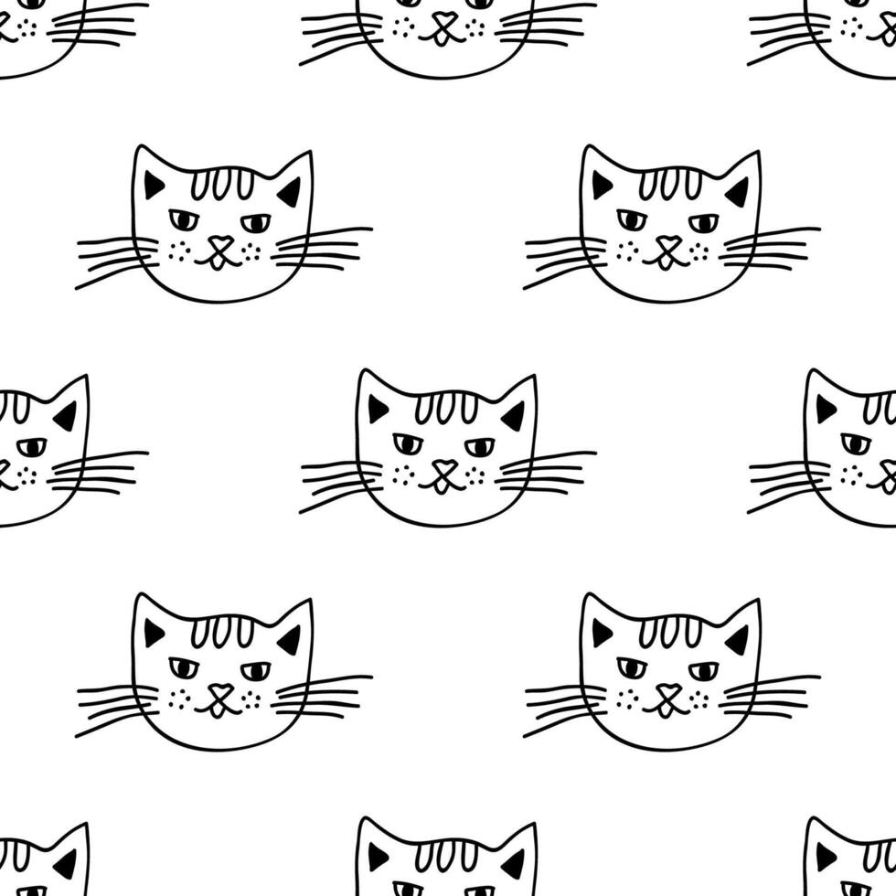 naadloos patroon met kat uiteinde van een loop tekening voor decoratief afdrukken, omhulsel papier, groet kaarten, behang en kleding stof vector