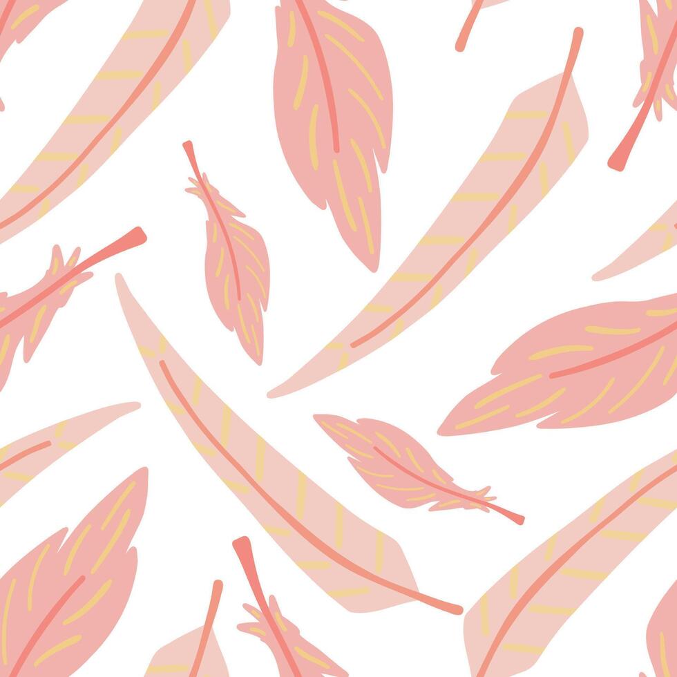 roze veren naadloos patroon vlak ontwerp vector