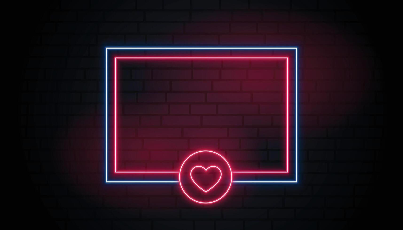 liefde hart neon gloeiend kader met tekst ruimte vector