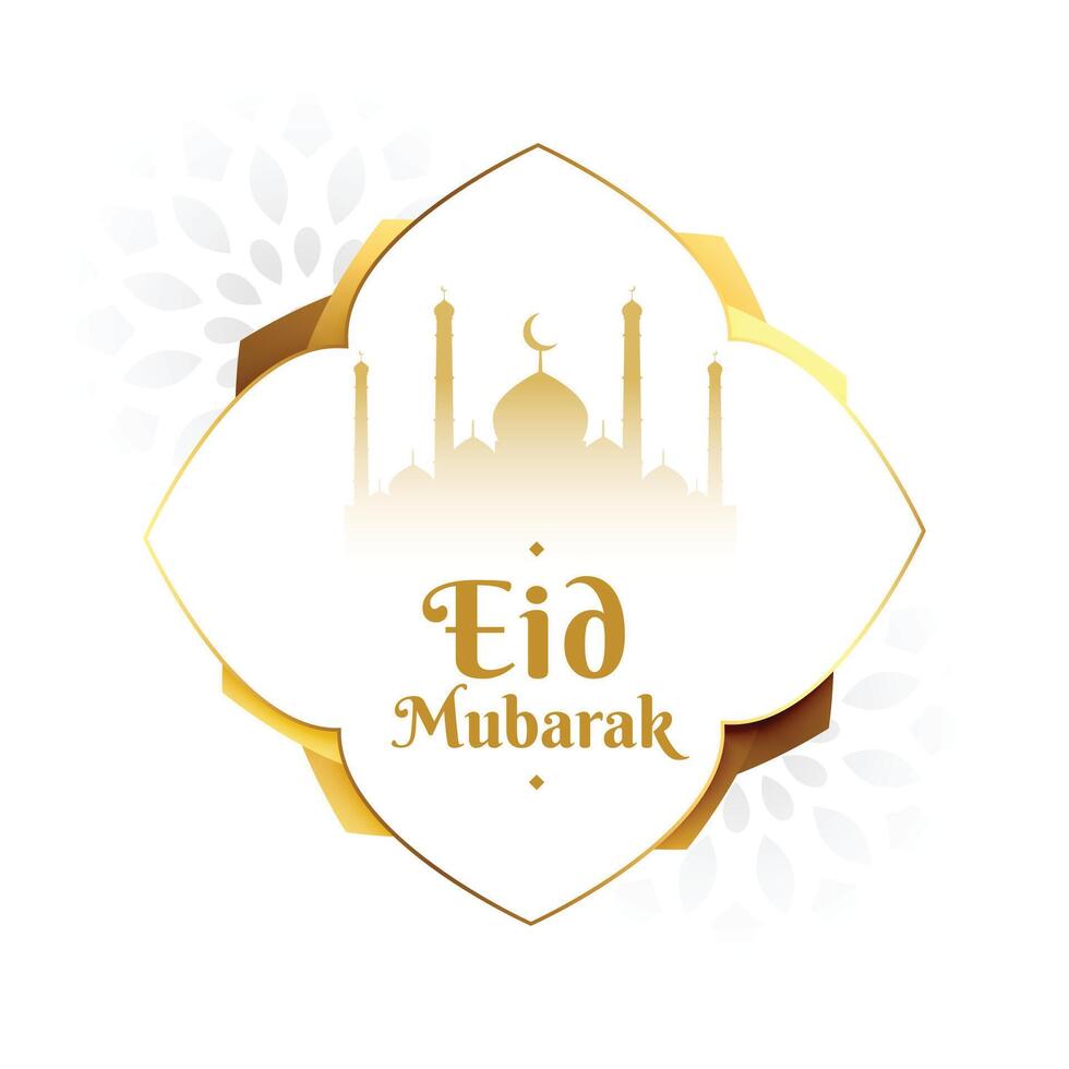 eid mubarak religieus achtergrond met gouden moskee vector