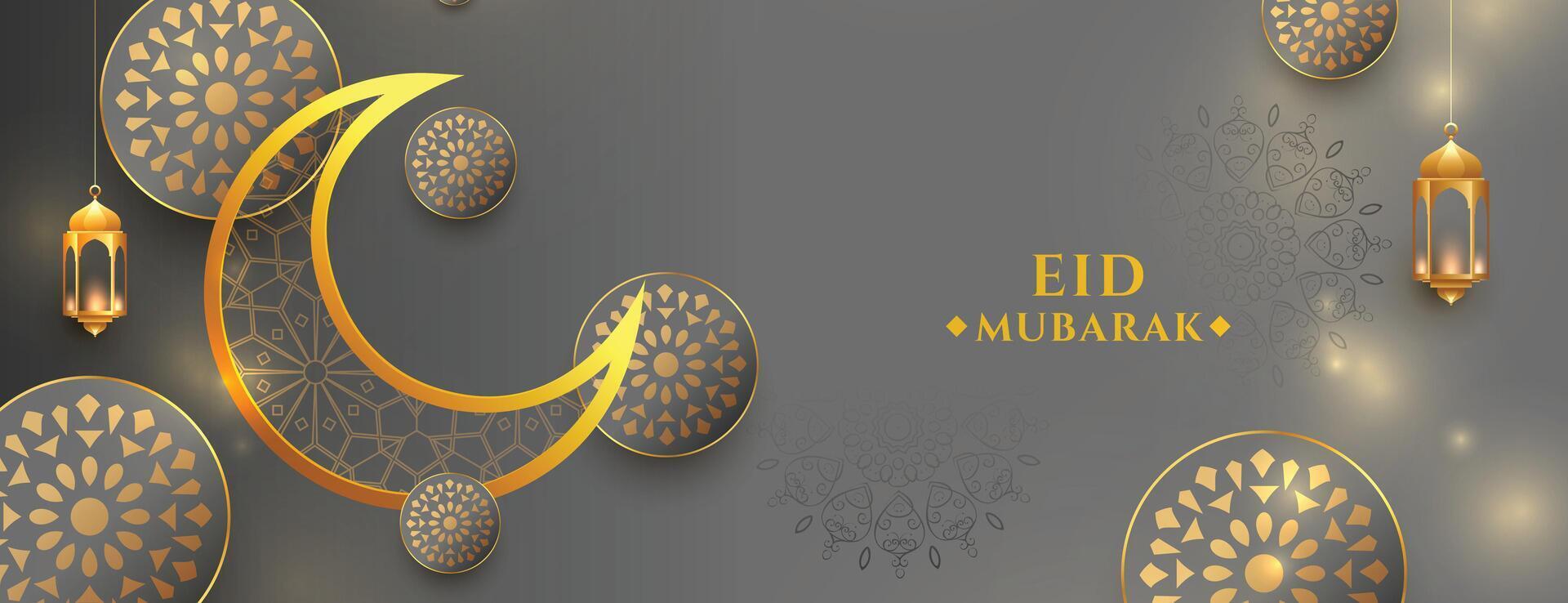 gouden eid mubarak realistisch banier ontwerp vector