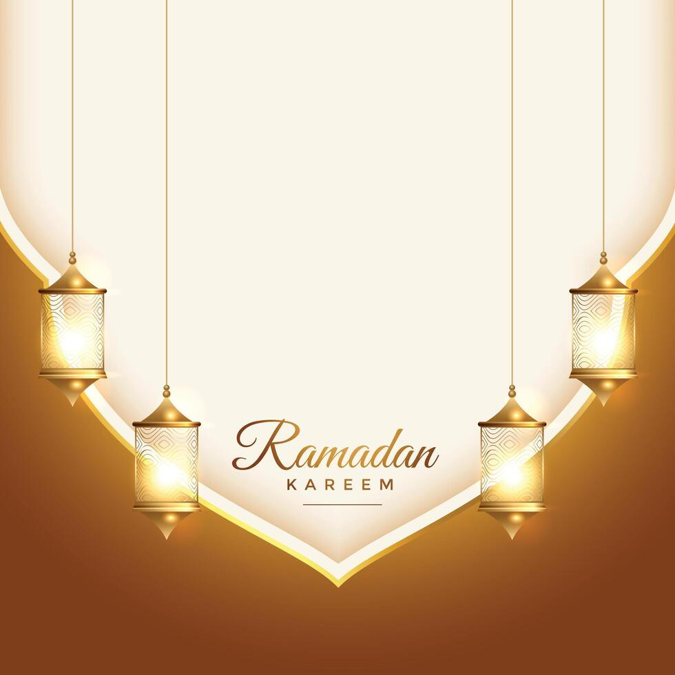 mooi Islamitisch Ramadan kareem kaart met lantaarns decoratie vector