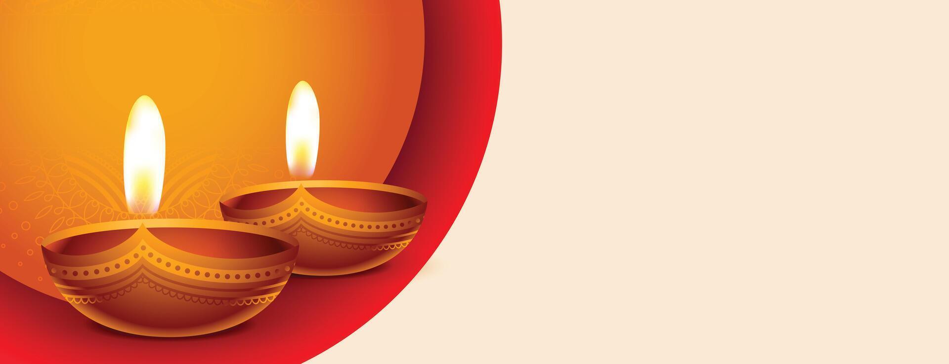 gelukkig diwali viering banier met tekst ruimte vector