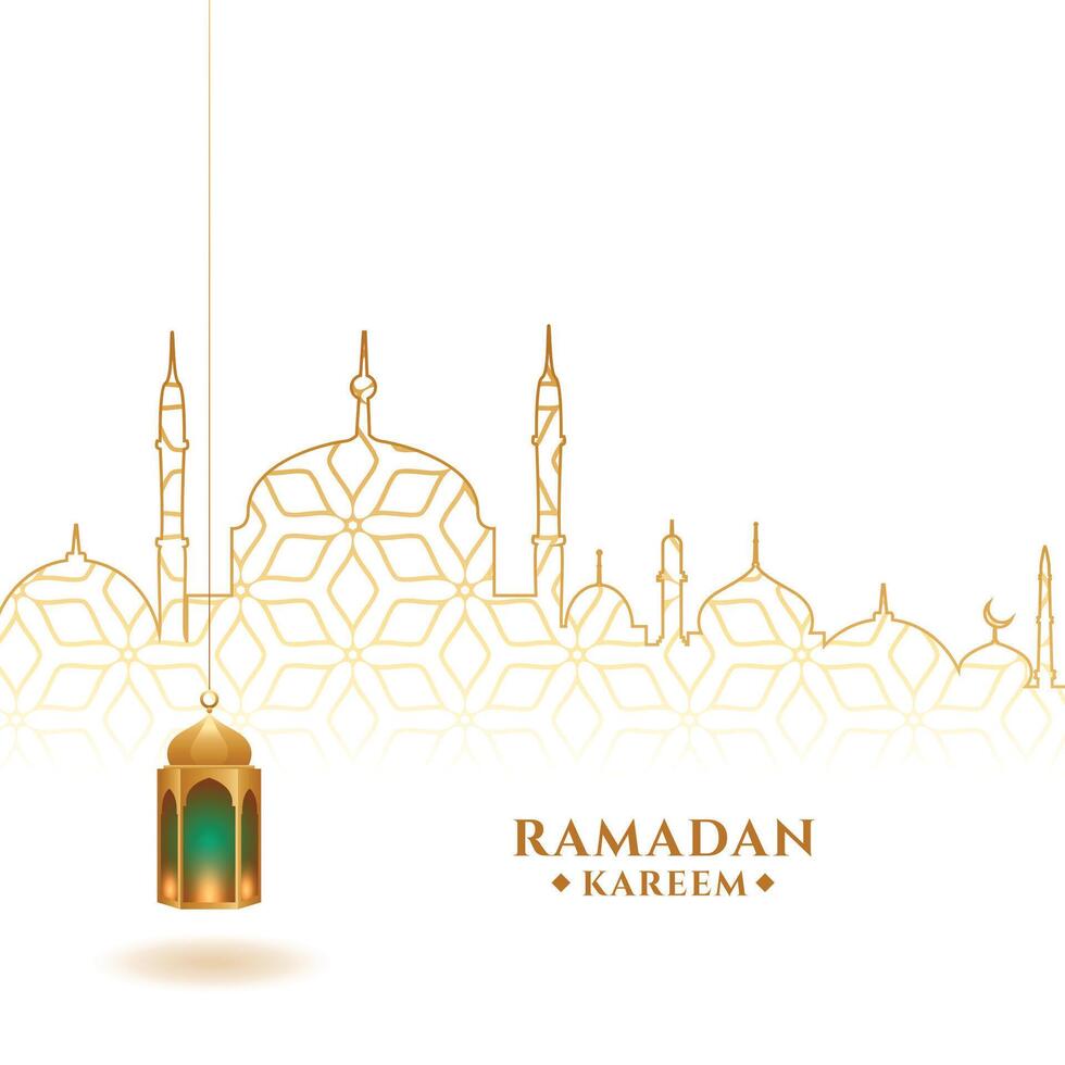 Ramadan kareem festival achtergrond met lantaarn en moskee vector