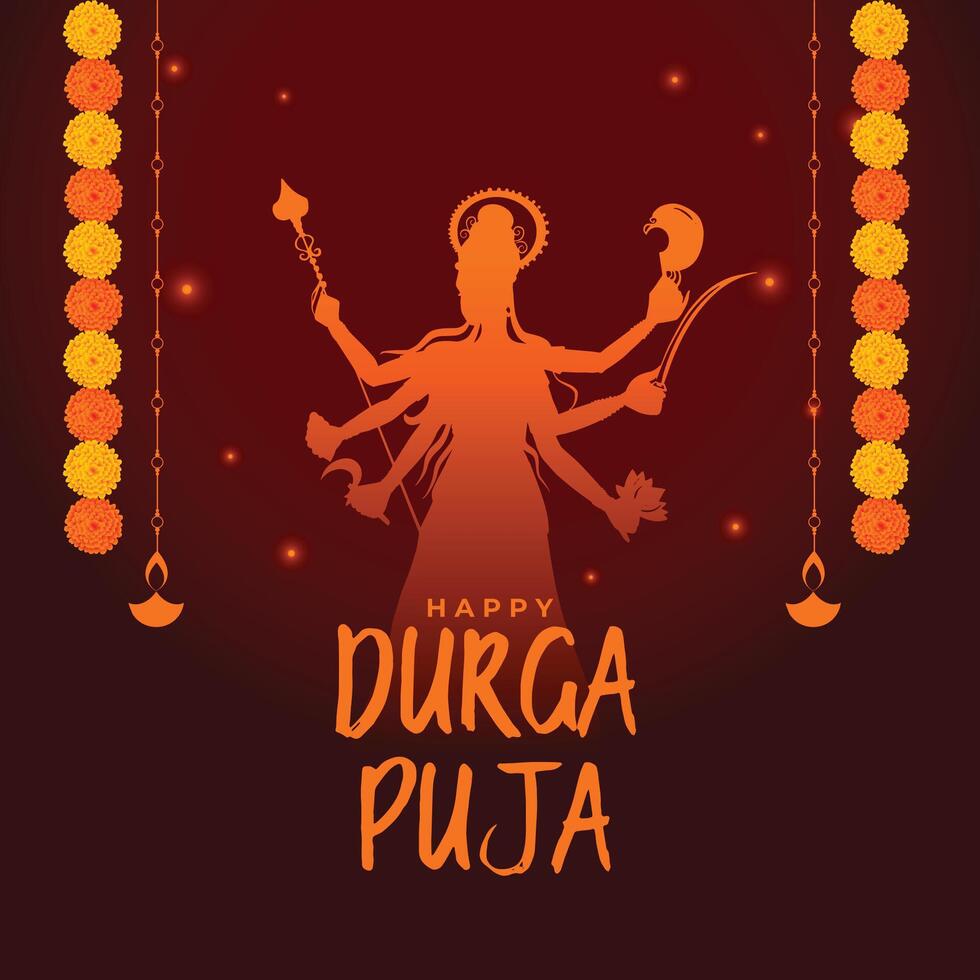 maa durga aanbidden godin festival kaart ontwerp vector