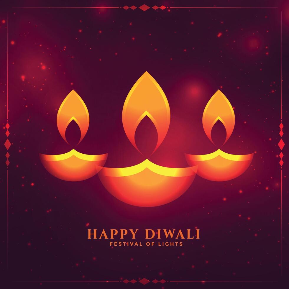 gloeiend diwali diya ontwerp kaart vector