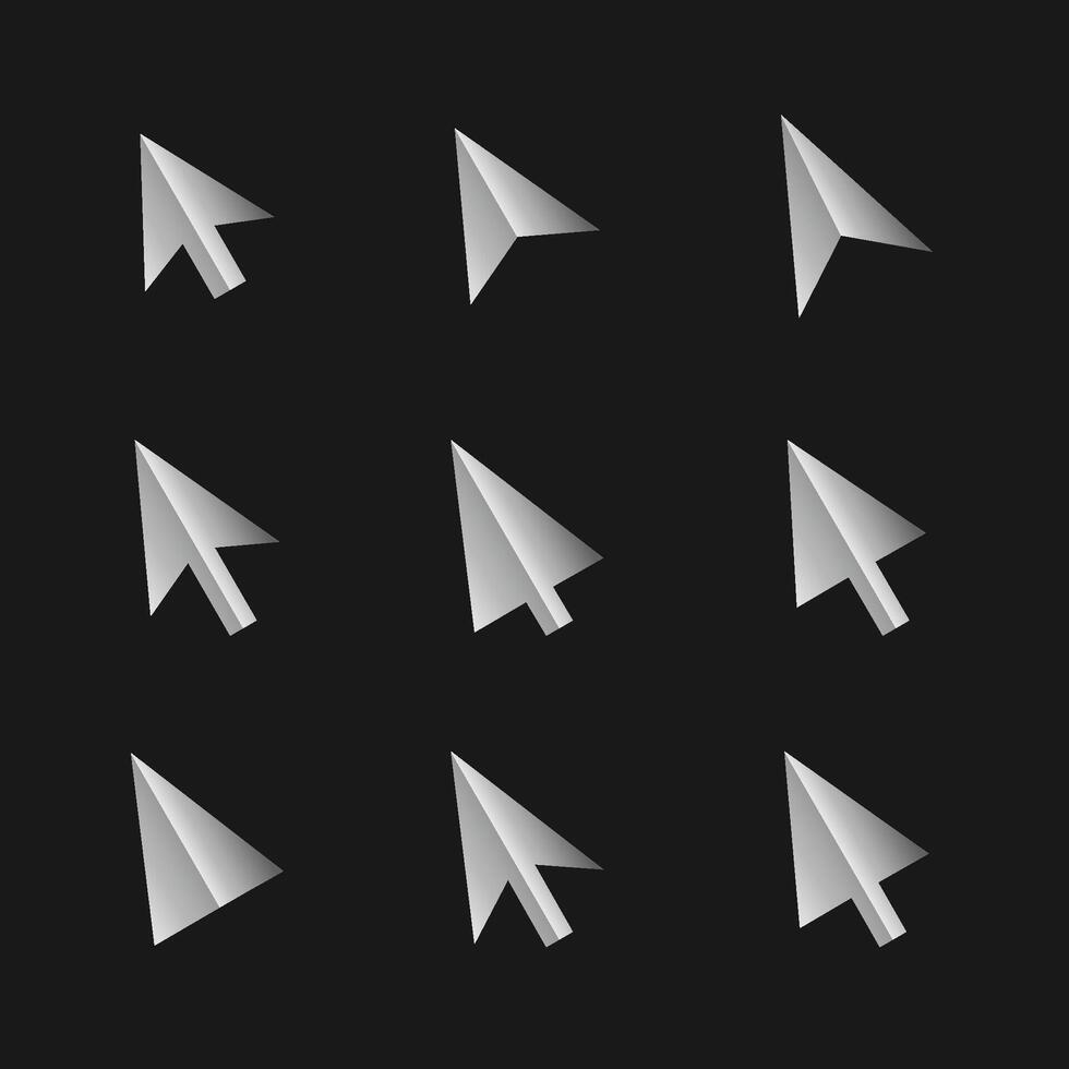 3d stijl cursor verzameling in veel vormen vector