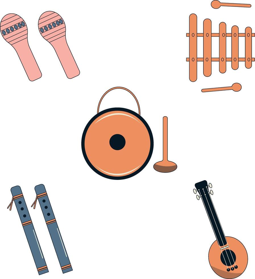 musical instrument set. vlak vector illustratie