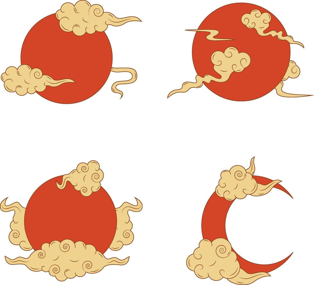 reeks van verschillend maan Chinese nieuw jaar. oosters Aziatisch stijl. vector pictogrammen