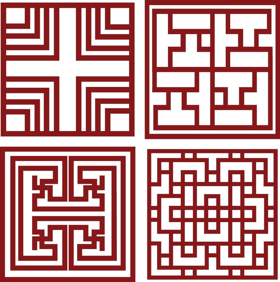 reeks van rood traditioneel Chinese patroon. oosters ontwerp. geïsoleerd Aan wit achtergrond vector