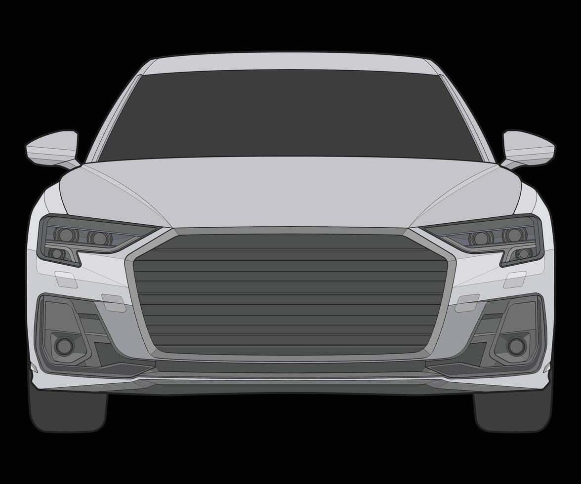 voorkant visie vector illustratie van geïsoleerd hoogtepunt kleur auto Aan zwart achtergrond, voertuig in een vlak tekenfilm stijl.