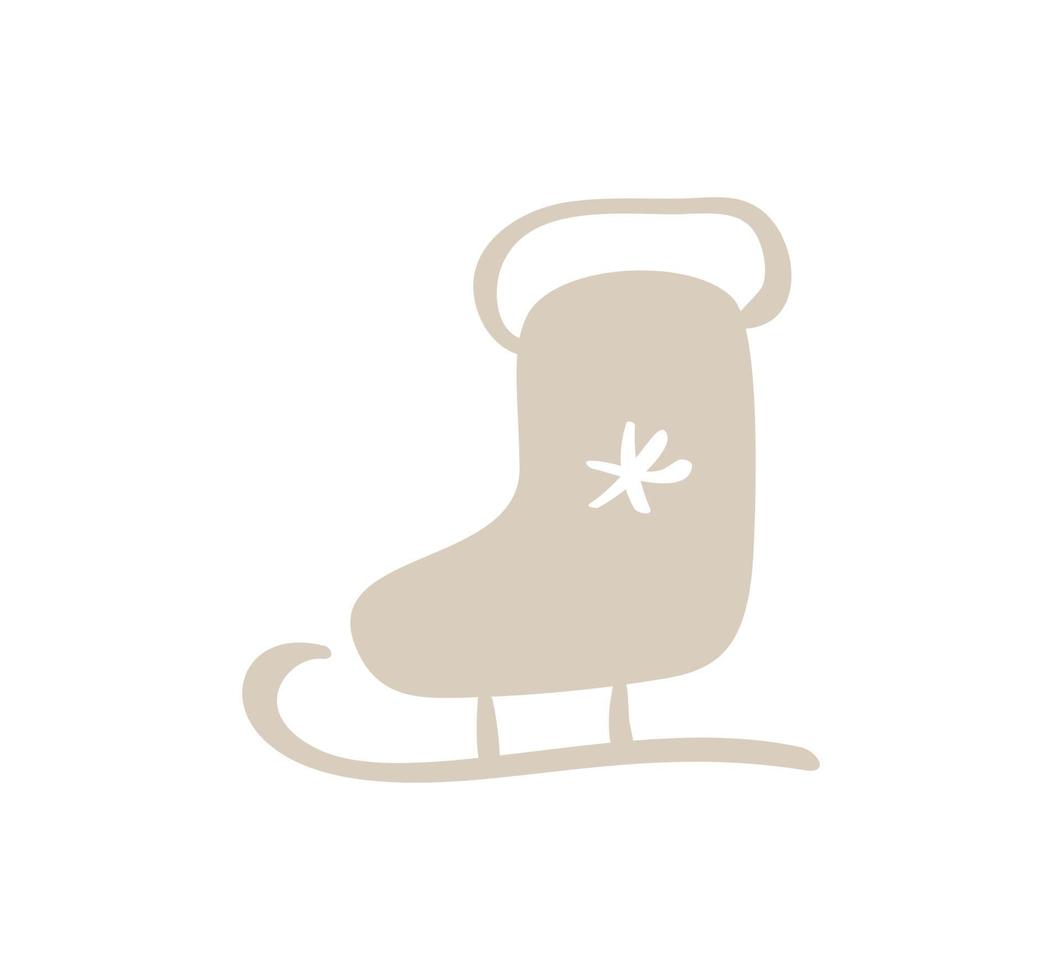 vector doodle schaatsen kerst schoen afbeelding met sneeuwvlok. lineair stijlteken voor mobiel concept en webdesign. schaats icoon. symbool logo afbeelding afbeelding