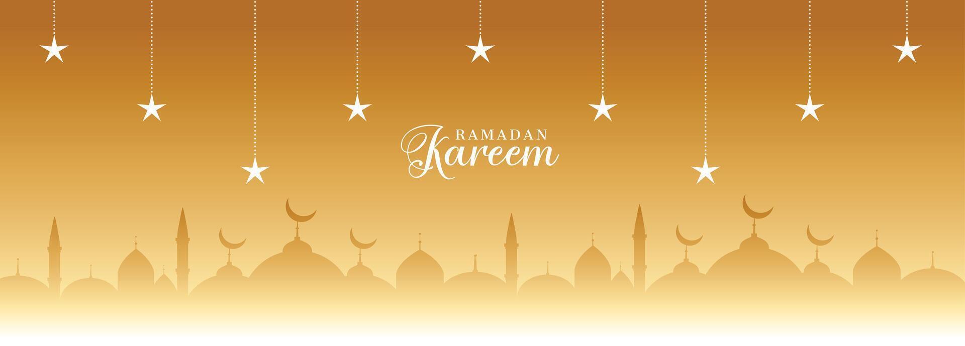 Ramadan kareem gouden banier met sterren en moskee vector