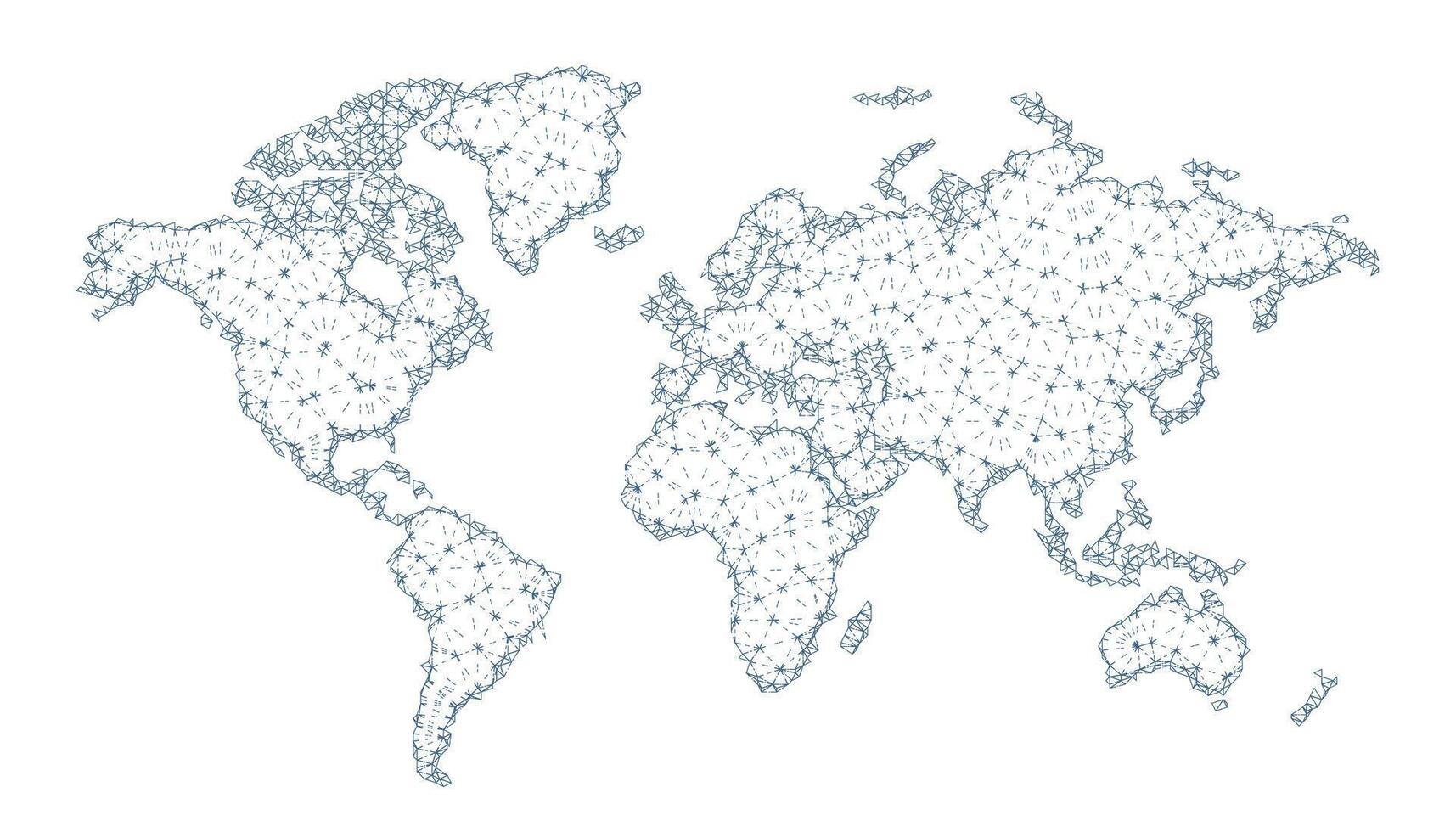 wereld kaart in verbonden lijnen concept vector ontwerp