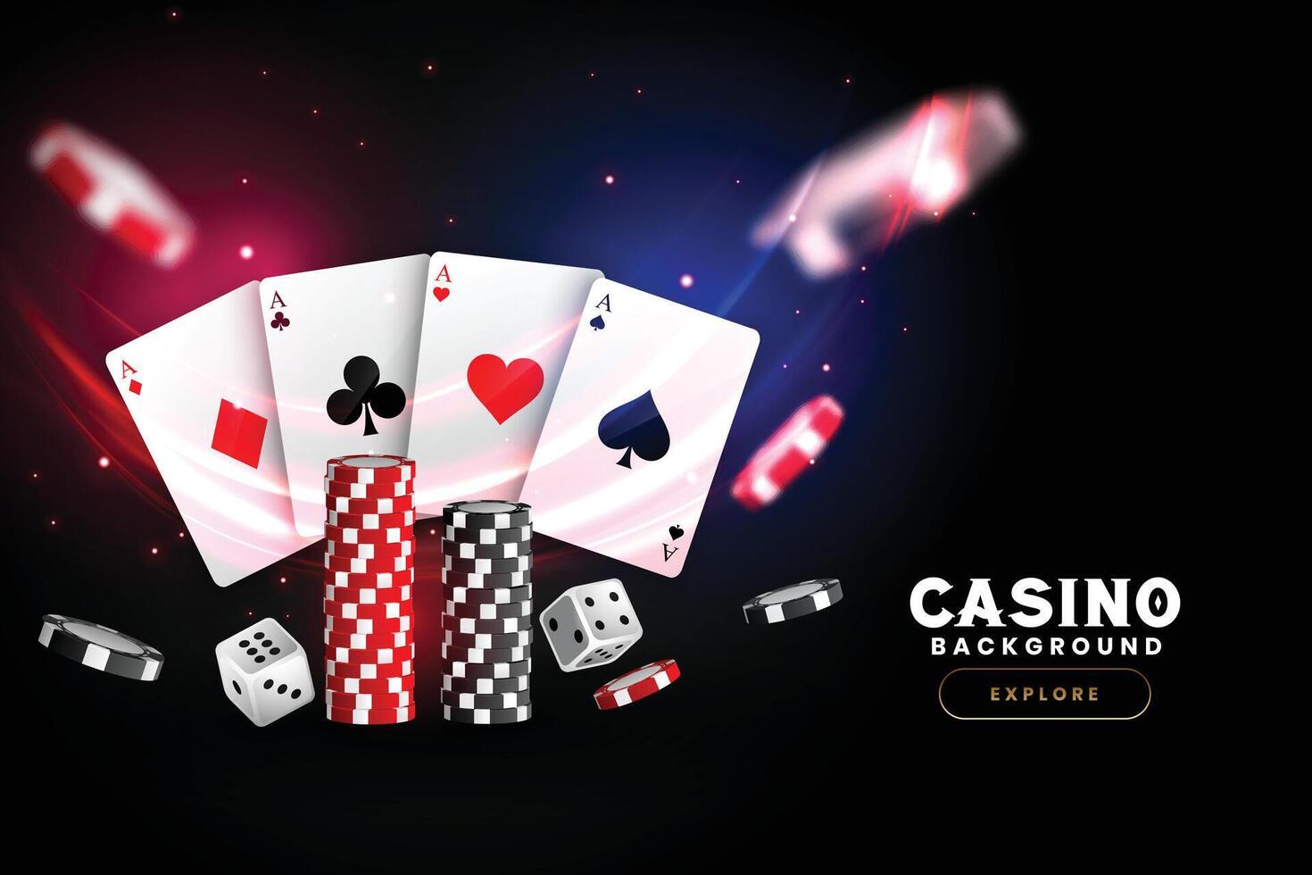 realistisch casino achtergrond met kaarten chips en Dobbelsteen vector