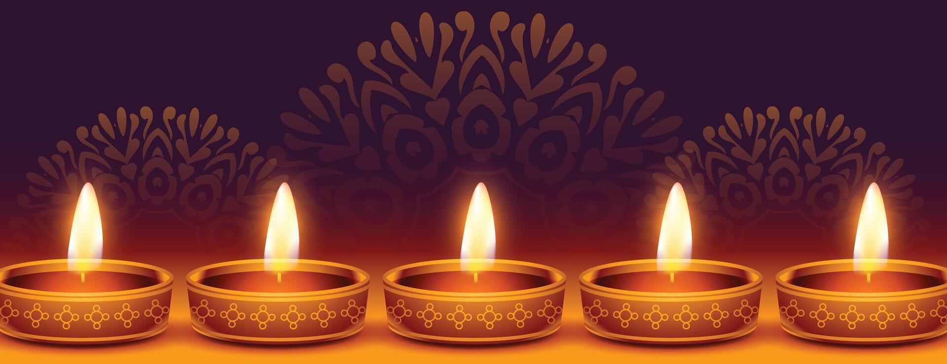 gloeiend diwali diya decoratief festival web banier vector